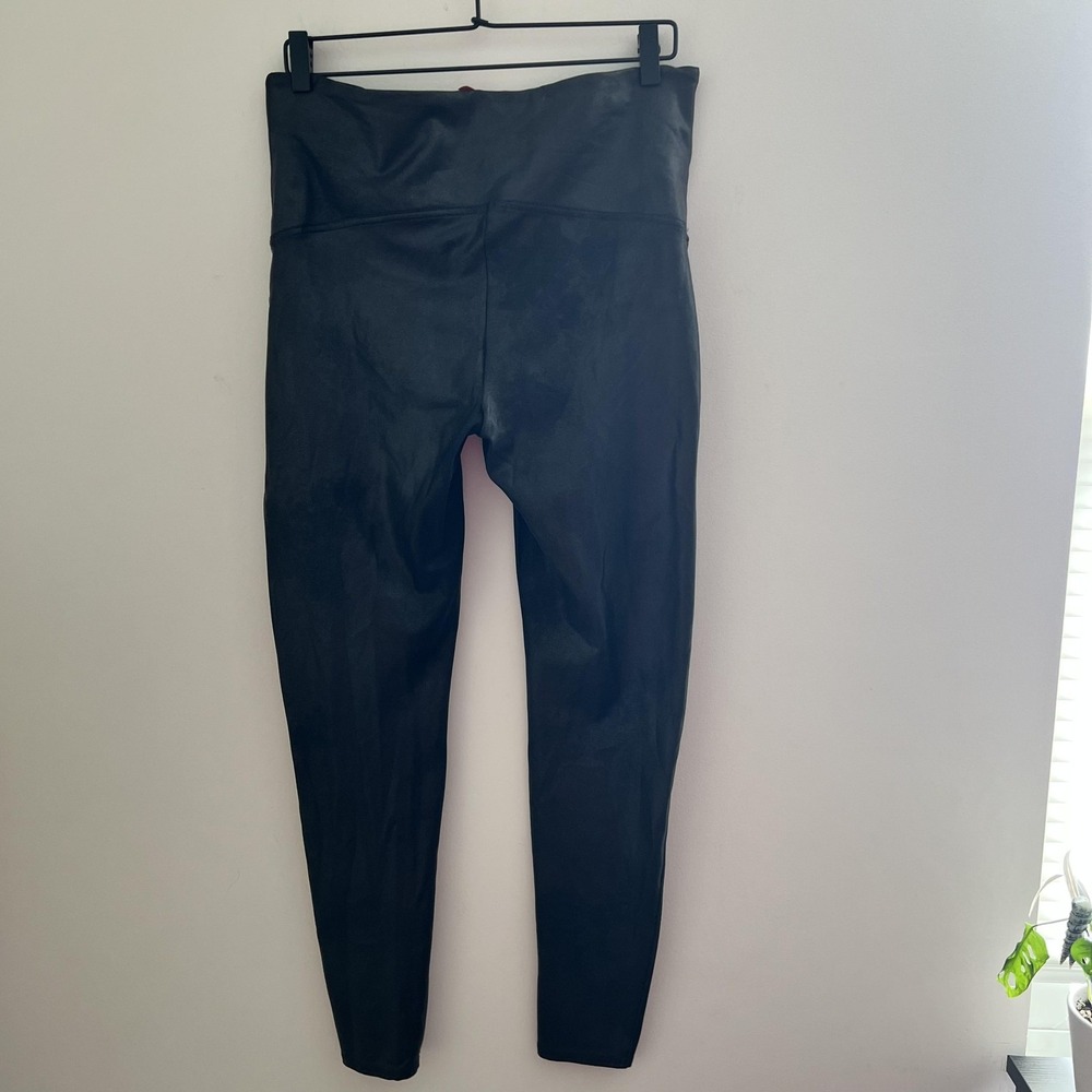 Spanx Leggings Womens 2X Black Faux Leather‎ High Rise Tummy Control Pants - Picture 2 of 8